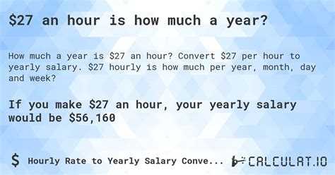 The Ultimate Guide to a $27/Hour Annual Salary: Earning Potential, Top Jobs, and Your Path to Success
