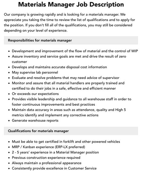 Average Materials Manager Salary