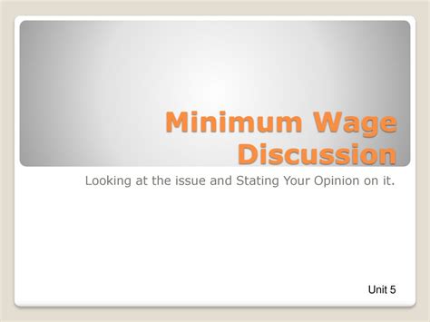 Economic Outlook and the Minimum Wage Discussion