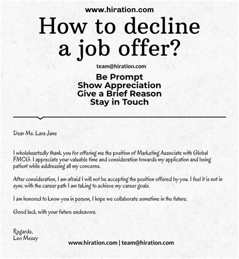 How to Formally Decline the Offer