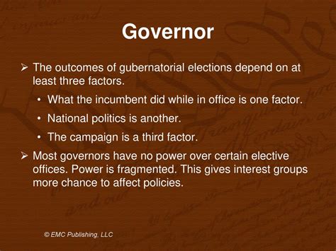 Key Factors That Influence the "Career" of a Governor