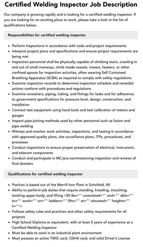 What Does a Certified Welding Inspector Do?