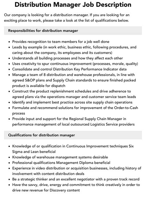 What Does a Distribution Manager Do?