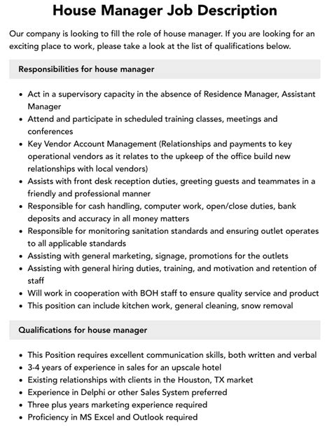 What Does a House Manager Do?