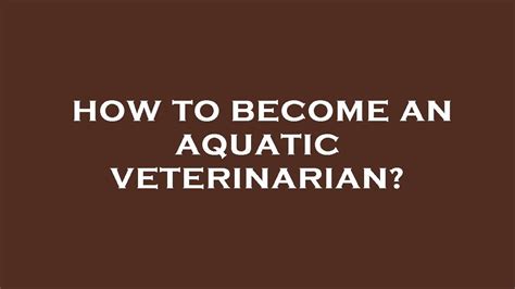 What Does an Aquatic Veterinarian Do?